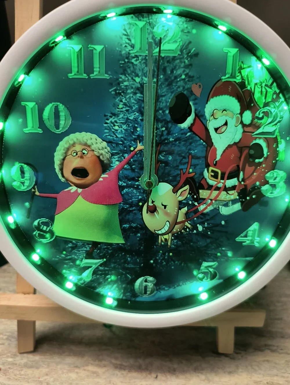 Grandma Got Runned Over By A Reindeer LED Wall Clock - Green